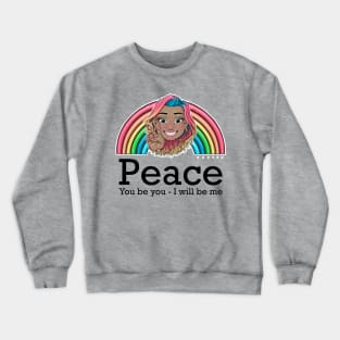 rainbow Reva Prisma peace sign emoji (black text) Crewneck Sweatshirt